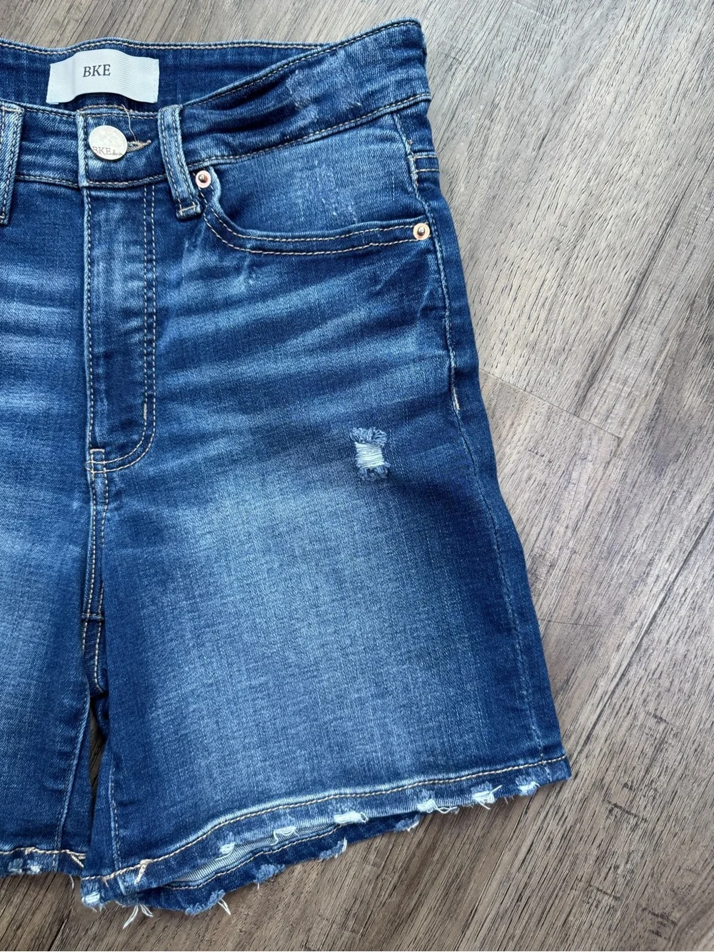 BKE Parker Distressed Denim Shorts Sz 25 Long Inseam Rollable